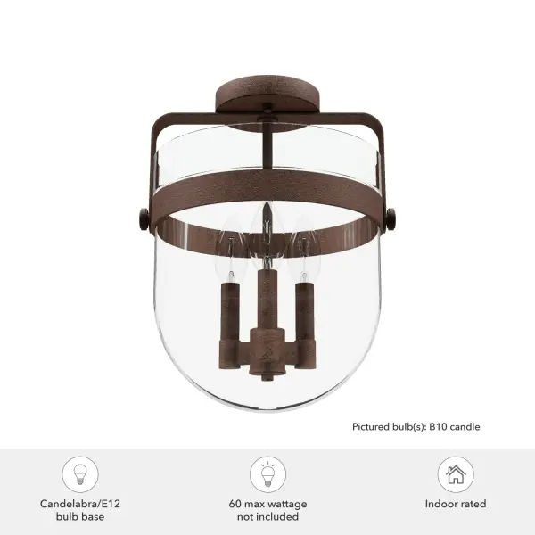 Karloff Three Light Semi-Flush Mount in Textured Rust - Image 4