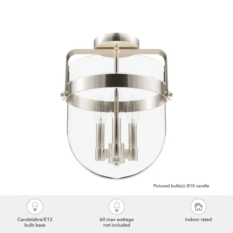 Karloff Three Light Semi-Flush Mount in Textured Rust - Image 5