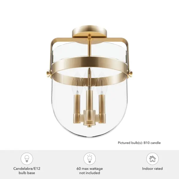 Karloff Three Light Semi-Flush Mount in Textured Rust - Image 6