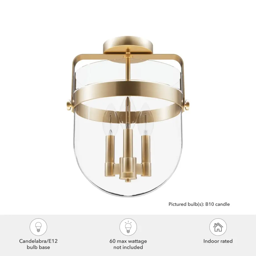 Karloff Three Light Semi-Flush Mount in Textured Rust - Image 6