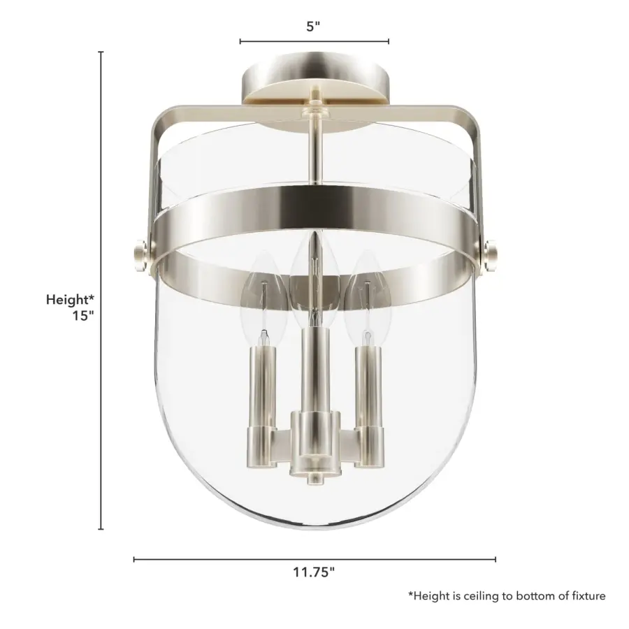 Karloff Three Light Semi-Flush Mount in Textured Rust - Image 8