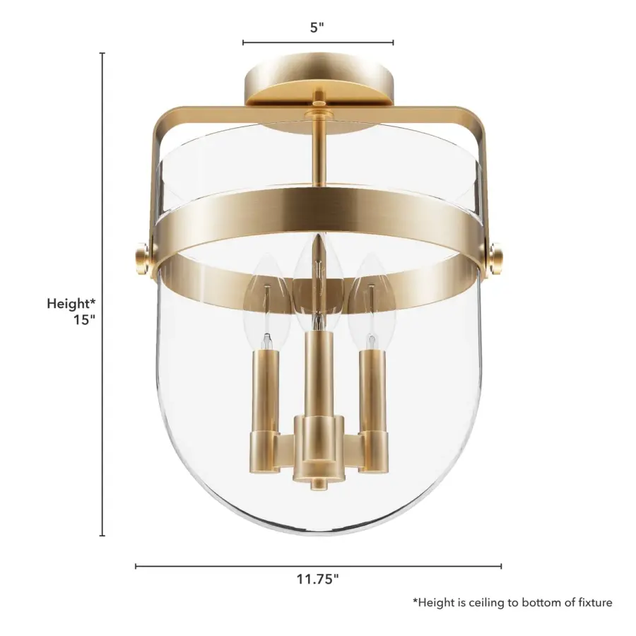 Karloff Three Light Semi-Flush Mount in Textured Rust - Image 9