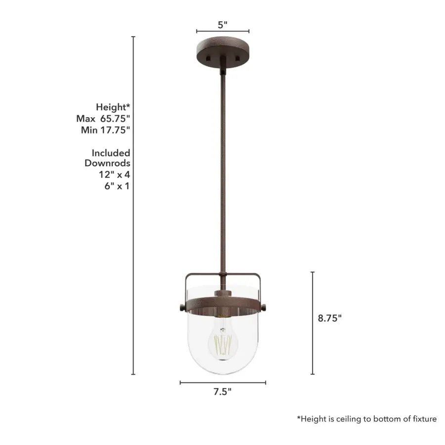 Karloff One Light Pendant in Textured Rust - Image 12