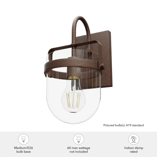 Karloff One Light Wall Sconce in Textured Rust - Image 5