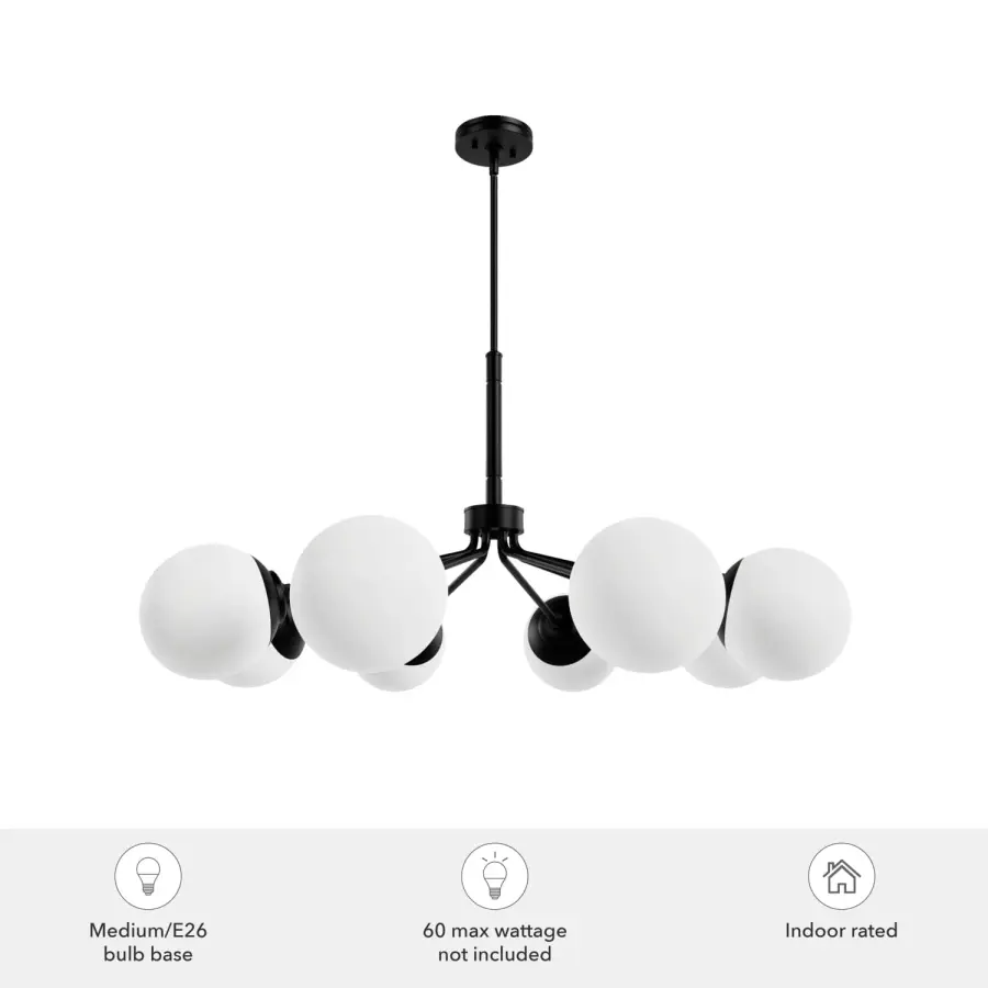 Hepburn Eight Light Chandelier in Matte Black - Image 3