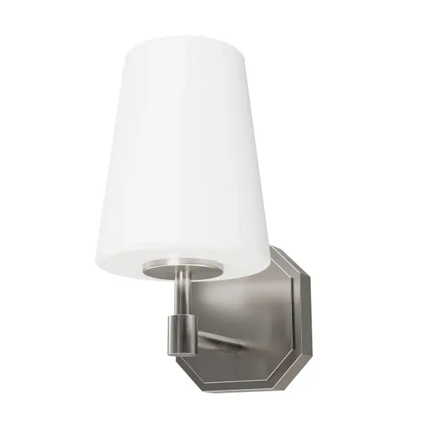 Adding the Nolita sconce to your room as an accent will bring attention to a favorite piece of art, and heads will turn. The sophisticated design garners attention, and the light will accent any areas you want to highlight. Add other lights from the Nolita collection for a complete experience. Mix and match with fans from our ceiling fan collections to fully finish your space. Rated for indoor spaces exposed to humidity Requires 1 E26 bulbs. Bulbs not included. Up Mount Only INDOOR-DAMP RATED: For use in indoor spaces exposed to humidity like bathrooms and laundry rooms. BULB RECOMMENDATION: Maximum W per light bulb or equivalent LED bulb. Bulbs not included. WARRANTY: One-year limited warranty backed by the trusted experts at Hunter.