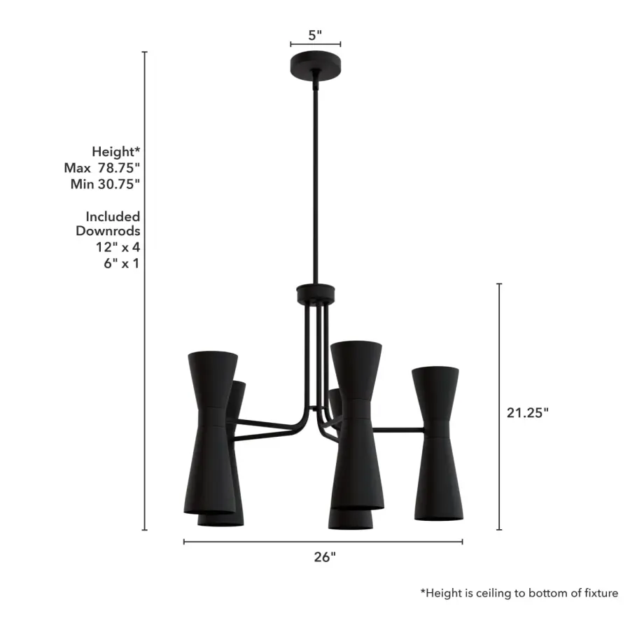 Zola Ten Light Chandelier in Matte Black - Image 4