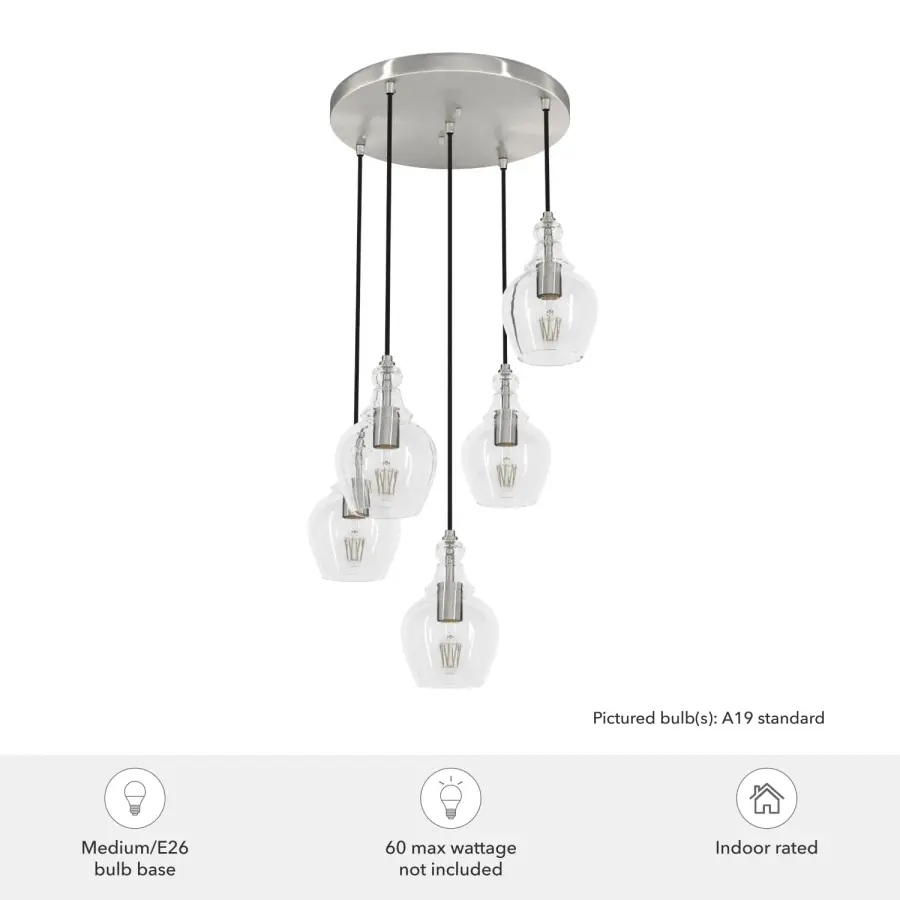 Maple Park Five Light Pendant in Brushed Nickel - Image 3