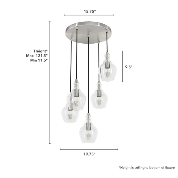 Maple Park Five Light Pendant in Brushed Nickel - Image 4