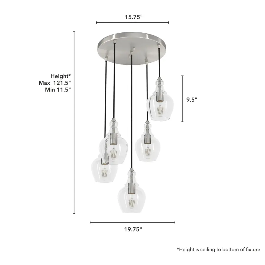 Maple Park Five Light Pendant in Brushed Nickel - Image 4