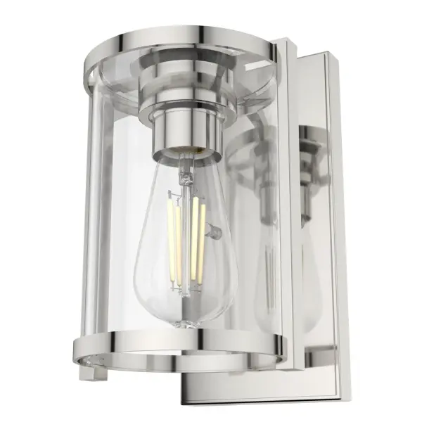 Evoking subtle art deco detailing, the Astwood wall sconce offers an effortless and modern way to update your space. Simple and stunning, it's also engineered for use in indoor spaces exposed to humidity like bathrooms. It's a welcome addition to our popular Astwood lighting and fan collections. mix and match with other fixtures from this collection or from our ceiling fan designs. Rated for indoor spaces exposed to humidity Requires 1 E26 bulbs. Bulbs not included. Down Mount Only INDOOR-DAMP RATED: For use in indoor spaces exposed to humidity like bathrooms and laundry rooms. BULB RECOMMENDATION: Maximum 60 W per light bulb or equivalent LED bulb. Bulbs not included. PICTURED HERE: Match our image using ST64 Edison light bulbs. COORDINATING COLLECTION: Works with Astwood ceiling fan collection WARRANTY: One-year limited warranty backed by the trusted experts at Hunter.