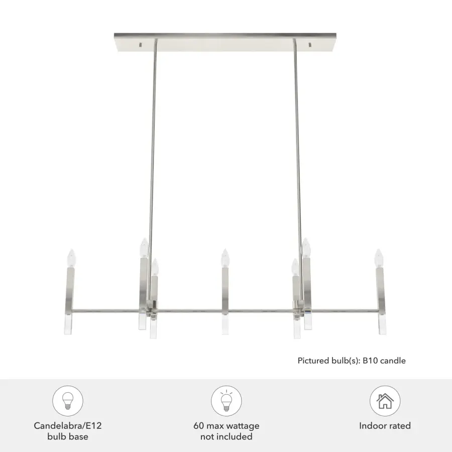 Sunjai 7-Light Linear Chandelier in Brushed Nickel - Image 6