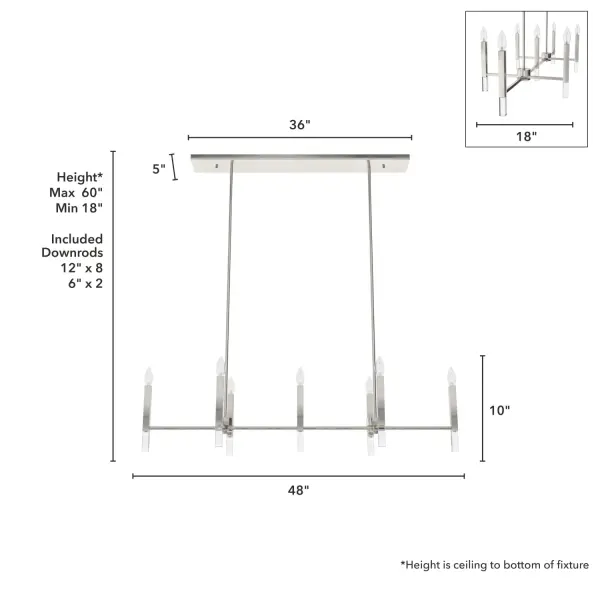 Sunjai 7-Light Linear Chandelier in Brushed Nickel - Image 8