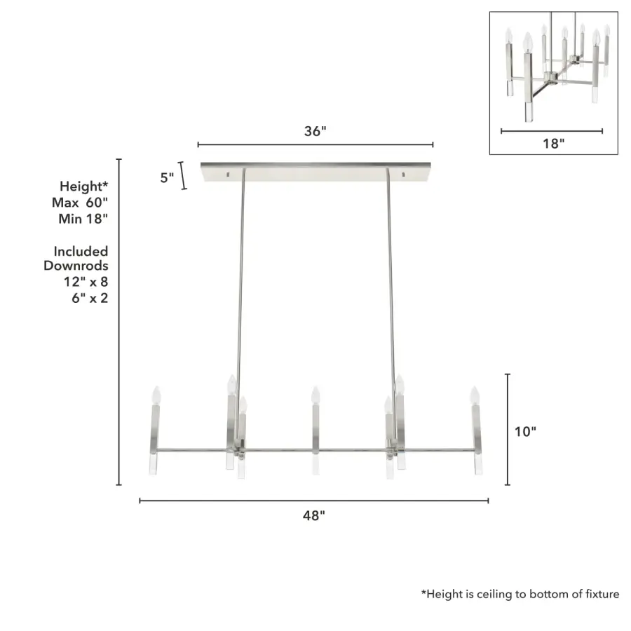 Sunjai 7-Light Linear Chandelier in Brushed Nickel - Image 8
