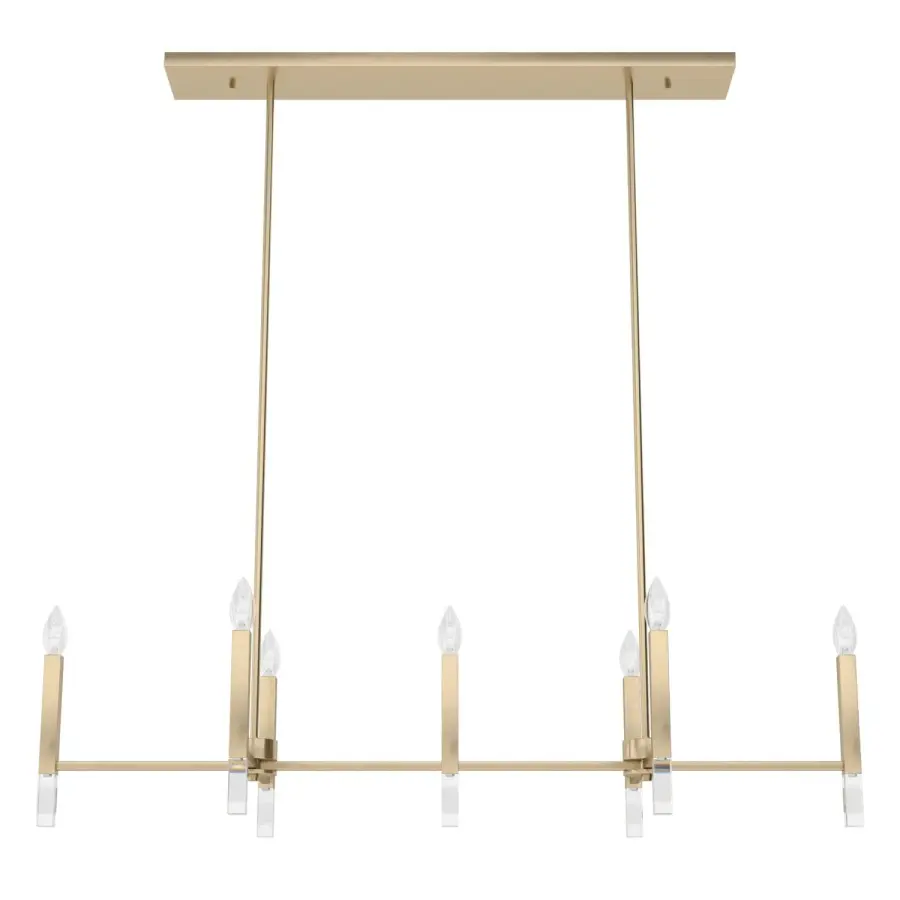 Sunjai Seven Light Linear Chandelier in Alturas Gold - Image 1