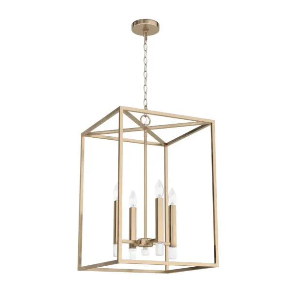 Bring formal elegance to any entertaining space with the Sunjai pendant. This beautifully modern design with a touch of glam makes a statement in the entry or the kitchen. The accent at the base of the sleek candle-like stem adds the touch of glam that every space needs to make it feel special. Mix and match with other fixtures from this collection or from our ceiling fan designs. Rated for indoor use only Requires 4 E12 bulbs. Bulbs not included. MADE FOR INDOORS: For use in indoor spaces like kitchens, bedrooms, living rooms, dining rooms, and entryways. BULB RECOMMENDATION: Maximum W per light bulb or equivalent LED bulb. Bulbs not included. PICTURED HERE: Match our image using B10 Candle light bulbs. CUSTOMIZABLE HANGING OPTIONS: With the minimum required chain, the hanging length is 26 inches. When using all of the included chain, the maximum hanging length is 67 inches. WARRANTY: One-year limited warranty backed by the trusted experts at Hunter.