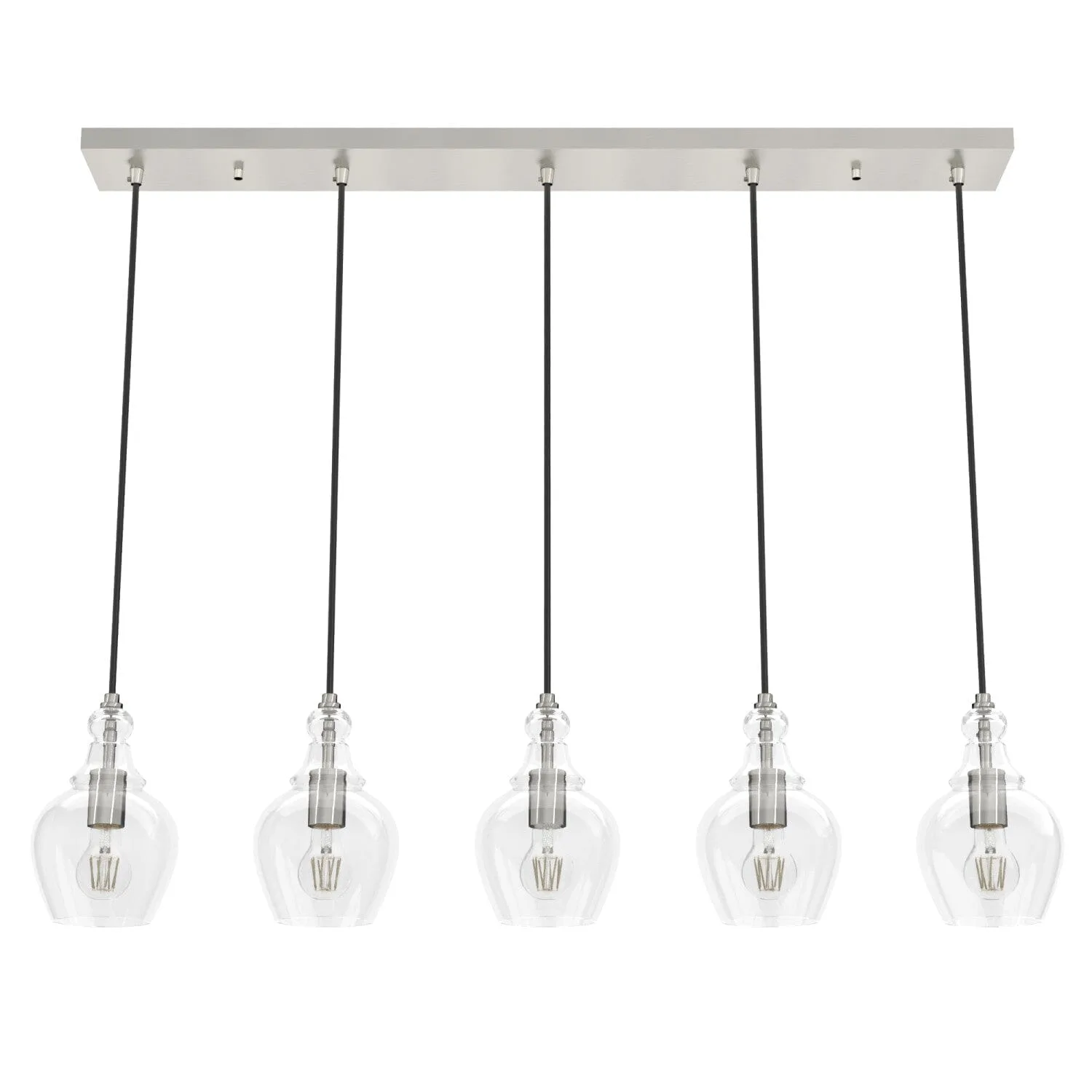 Maple Park Five Light Linear Pendant in Brushed Nickel