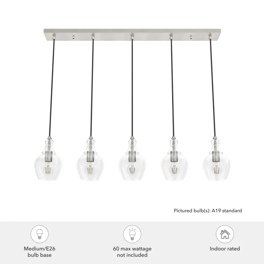Maple Park Five Light Linear Pendant in Brushed Nickel - Image 3