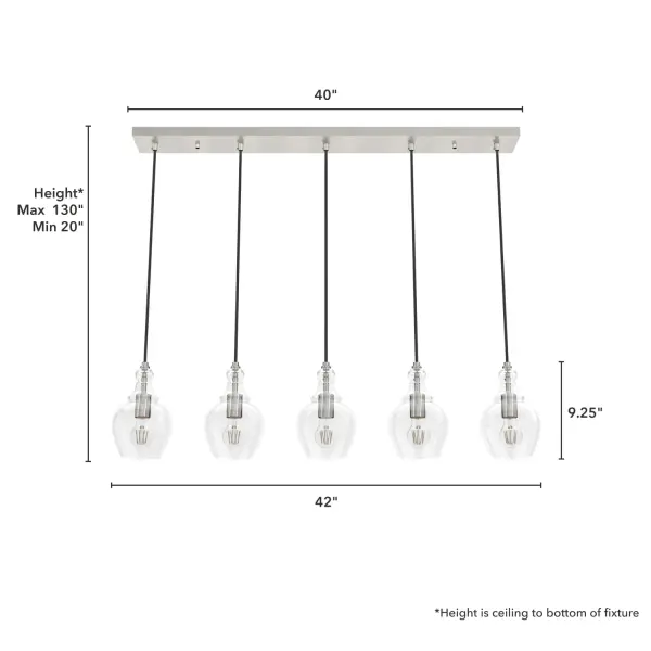 Maple Park Five Light Linear Pendant in Brushed Nickel - Image 4
