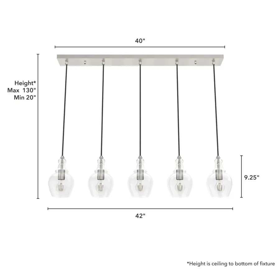 Maple Park Five Light Linear Pendant in Brushed Nickel - Image 4