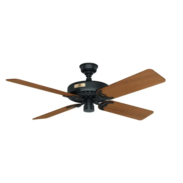 Proudly displayed in homes for decades, the one-of-a-kind (AND our most sought-after finish) Hunter Outdoor Original® Teak Blades 52-inch ceiling fan continues to deliver superior performance and years of endurance. The powerful motor features a cast-iron housing and a unique oil bath system that continually lubricates bearings, virtually eliminating noise and wear. A timeless addition to any room or covered space exposed to moisture and humidity, this fan is arguably one of our best outdoor ceiling fans. Built with our SureSpeed® Guarantee to deliver faster airflow you can feel WhisperWind® whisper-quiet motor. Damp-rated for covered outdoor spaces No light kit or bulbs included AIRFLOW YOU FEEL: Built with our SureSpeed® Guarantee to deliver over 33% higher air velocity than leading competitors* while maintaining quiet, wobble-free performance. WHISPER-QUIET MOTOR: 3-speed, Original reversible motor for optimal performance in summer and winter. DROOP-FREE BLADES: Made from durable materials to ensure no blade drooping LARGE ROOM FAN: Ideal size for spaces like living rooms and bedrooms. STANDARD PROFILE MOUNTING: 2.5 inch downrod included. 140 YEARS OF QUALITY: Cutting-edge technology, American engineered, and ETL/UL tested for the highest safety standards — All backed by a limited lifetime motor warranty for peace of mind. COMPATIBLE ACCESSORIES: Works with the Hunter Original® collection accessories WARRANTY: Limited Lifetime Motor Warranty backed by the only company with over 140 years in the fan business *Based on testing conducted January 2023 comparing the average high-speed airflow velocity of Hunter SureSpeed ceiling fans and the best-selling online models for leading competitors. - alternate view