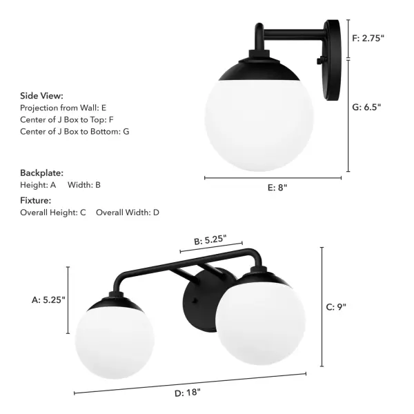Hepburn Two Light Bathroom Vanity in Matte Black - Image 11