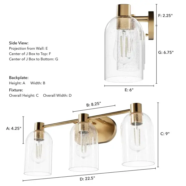 Lochemeade 3-Light Bathroom Vanity in Alturas Gold - Image 11