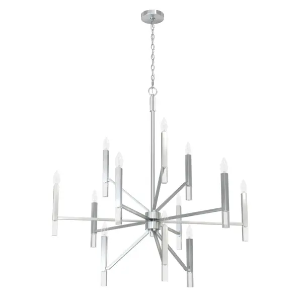 The Sunjai creates a stunning cascade of light across three flowing tiers, perfect for making a bold statement in large dining or living spaces. Jewel-like adornments at each light add sparkle while the matte black finish keeps the design sophisticated and versatile.
