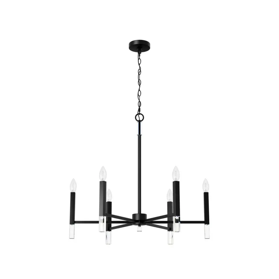 Sunjai 6-Light Chandelier in Matte Black - Image 1