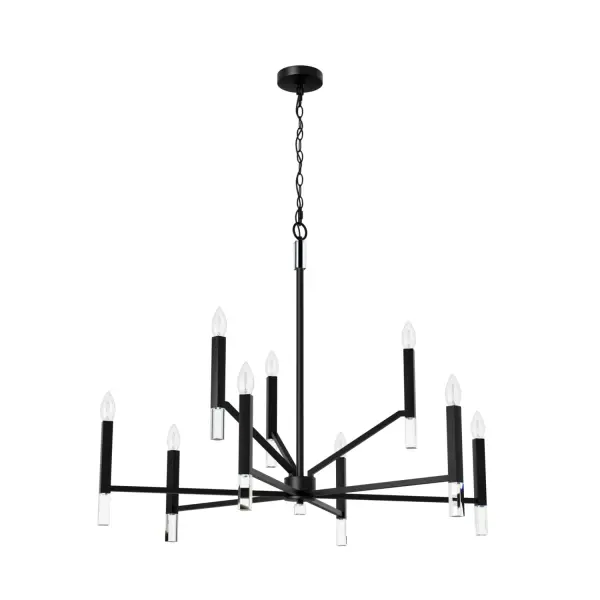 Sunjai Nine Light Chandelier in Matte Black - Image 19