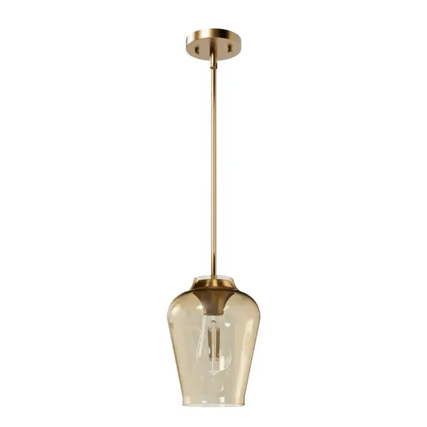 Big things come in small packages, like the Vidria mini pendant light. The modern pendant light touts a simple, vase-shaped glass that has the appearance of floating above the bulb. Its organic modern shape complements yet serves as the centerpiece in minimalist spaces. It's no wonder it's become a favorite among homeowners. Mix and match with other fixtures from this collection or from our ceiling fan designs. Rated for indoor use only Requires 1 E26 bulbs. Bulbs not included. MADE FOR INDOORS: For use in indoor spaces like kitchens, bedrooms, living rooms, dining rooms, and entryways. BULB RECOMMENDATION: Maximum 60 W per light bulb or equivalent LED bulb. Bulbs not included. PICTURED HERE: Match our image using ST64 Edison light bulbs. CUSTOMIZABLE HANGING OPTIONS: With the minimum required downrod, the hanging length is 18.25 inches. When using all of the included downrod, the maximum hanging length is 66.25 inches. WARRANTY: One-year limited warranty backed by the trusted experts at Hunter. - alternate view