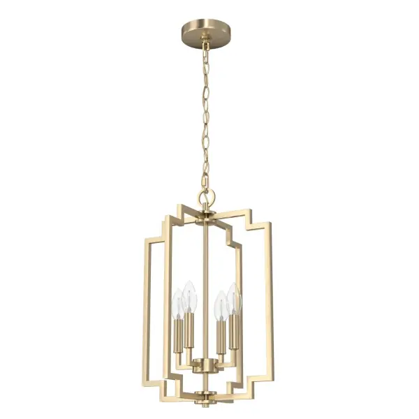 The Zoanne pendant allows you to brighten any space with a touch of glam. Do one or use multiple to take the shine to the next level. Place one or a few over an island or add sparkle to your dining room. Fixtures from the Zoanne collection create a wow factor in any room. Mix and match with fans from our ceiling fan collections to fully finish your space. Rated for indoor use only Requires 4 E12 bulbs. Bulbs not included. MADE FOR INDOORS: For use in indoor spaces like kitchens, bedrooms, living rooms, dining rooms, and entryways. BULB RECOMMENDATION: Maximum 60 W per light bulb or equivalent LED bulb. Bulbs not included. PICTURED HERE: Match our image using B10 Candle light bulbs. CUSTOMIZABLE HANGING OPTIONS: With the minimum required chain, the hanging length is 37 inches. When using all of the included chain, the maximum hanging length is 94 inches. WARRANTY: One-year limited warranty backed by the trusted experts at Hunter.