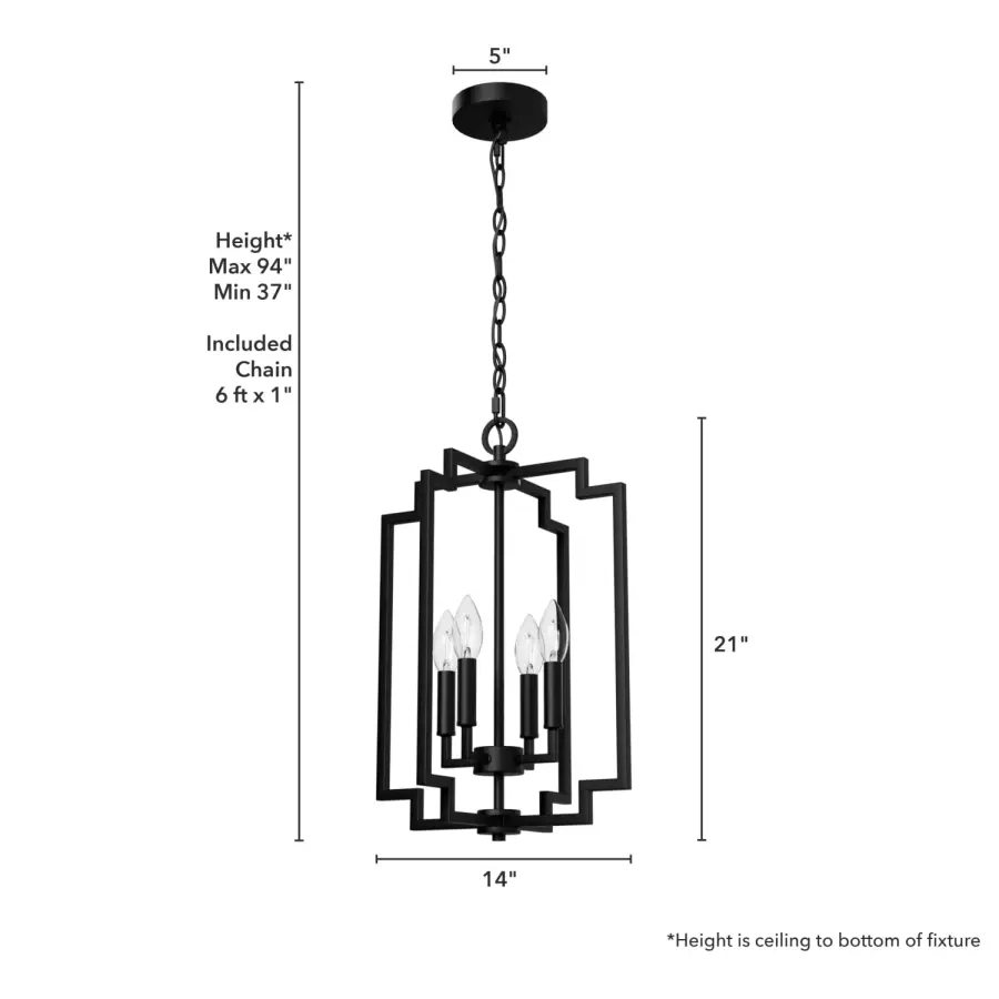 Zoanne Four Light Pendant in Matte Black - Image 12