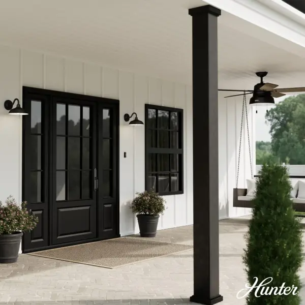 The Mill Valley outdoor wall light combines rustic farmhouse charm with industrial styling in a weather-resistant design. WeatherMax technology protects against corrosion from water and salt air, making it ideal for coastal and wet locations. - alternate view