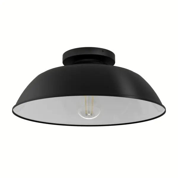 The Mill Valley 1 Light Medium Outdoor Flush Mount in Black combines industrial design with rustic style, featuring an aluminum body and stainless steel hardware to prevent corrosion and extend its lifespan. Perfect for wet locations, this flush mount fixture adds a touch of rustic charm to farmhouse-style spaces or patios. The Mill Valley Collection features ceiling fans and outdoor lighting, allowing you to personalize your home's decor while keeping a consistent, stylish look throughout. Built with aluminum and stainless steel to prevent corrosion. Pairs perfectly with our outdoor fans for a cohesive look. Requires 1 QTY E26 Bulbs. Bulbs not included. COORDINATING COLLECTION: Works with Mill Valley ceiling fan collection. CORROSION RESISTANT: Constructed with aluminum body and stainless steel hardware to prevent corrosion and extend the lifespan. SEAMLESS COORDINATION: Pairs perfectly with our outdoor fan collections for a cohesive look. BULB RECOMMENDATION: Maximum 60 W per light bulb or equivalent LED bulb. Bulbs not included. WARRANTY: One-year limited warranty backed by the trusted experts at Hunter.