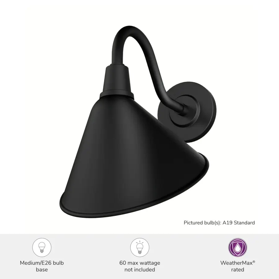 Cassius One Light Outdoor Wall Mount in Matte Black - Image 3