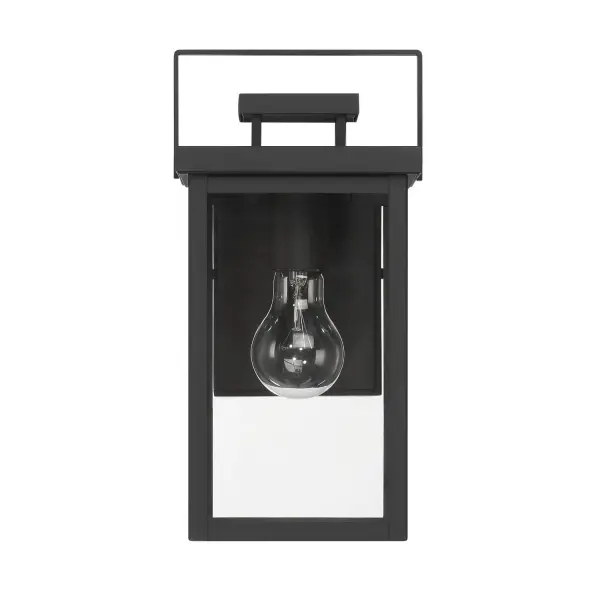 Transform your curb appeal with the Timbergrove Outdoor 1 Light Small Wall Light. Transitional in style, it blends modern minimalism with inviting warmth—ideal for creating relaxed, elegant exteriors. A crisp rectangular frame and architectural cap detail add depth and structure, while the open showcase-style design highlights your decorative bulb. Perfect for porches, patios, or entryways, this 11-inch fixture delivers ambient charm with a refined finish, making it a standout choice for layered outdoor lighting. Rated for outdoor use. Down Mount Only TRANSITIONAL: Light, relaxed, elegant. Clean rectangular frame enhances modern lines ALUMINUM CONSTRUCTION: Crafted from corrosion-resistant aluminum with stainless steel hardward, this fixture is built to withstand the elements while maintaining its stylish finish—perfect for reliable, long-term outdoor use. BULB RECOMMENDATION: Maximum 60W per light bulb or equivalent LED bulb. Bulbs not included. TRANSITIONAL: The transitional style celebrates natural light and a relaxed feel with smooth, blended details that create warm yet modern spaces with the best of both worlds; elegant, minimal and adaptable. RECTANGULAR FRAME: The clean, structured silhouette of the rectangular design brings a crisp, modern edge to your exterior lighting. ARCHITECTURAL CAP DETAIL: A refined cap detail adds depth and dimension, elevating the fixture's overall design with subtle craftsmanship. SHOWCASE STYLE: Designed with an open frame, this fixture puts your decorative bulb on full display—adding character and ambient charm to any space. DIMENSIONS: Measures 12.25" tall by 6.25" wide, and extending 7.75" from the wall —perfectly scaled for porches, patios, or entryways. WARRANTY: One-year limited warranty backed by the trusted experts at Hunter.