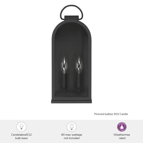 Kendra Bell Two Light Outdoor Wall Mount in Matte Black - Image 3