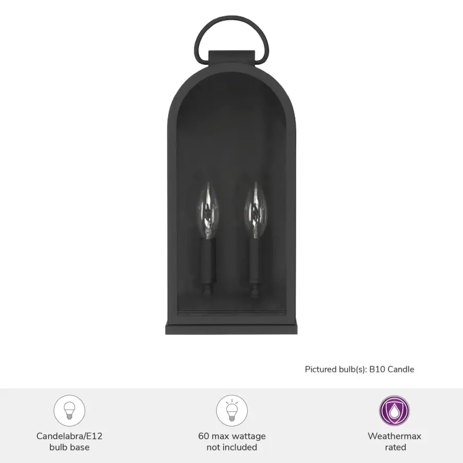 Kendra Bell Two Light Outdoor Wall Mount in Matte Black - Image 3