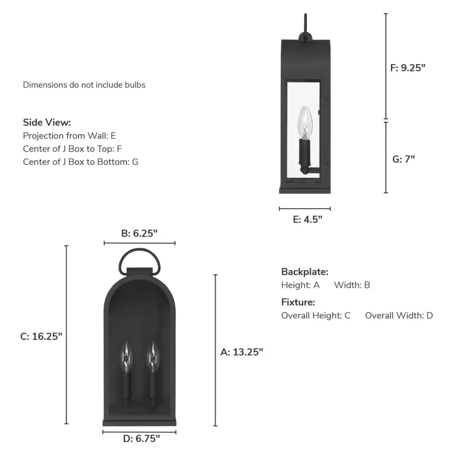Kendra Bell Two Light Outdoor Wall Mount in Matte Black - Image 4