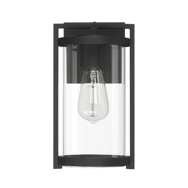 Amplify your exterior with the Astwood Outdoor WeatherMax 1 Light Small Wall Light. Featuring a transitional design, it blends modern simplicity with timeless charm—ideal for creating a warm, welcoming outdoor space. The sleek cylinder glass adds a contemporary edge while diffusing light evenly for balanced illumination. Built from durable aluminum, it's made to resist the elements and retain its finish season after season. At 12 inches, it's the perfect fit for patios, porches, or entryways—and it coordinates effortlessly with the Astwood ceiling fan collection for a cohesive look. WeatherMax® Rated for outdoor or indoor use. Down Mount Only TRANSITIONAL: Light, relaxed, elegant. Sleek cylinder glass for a modern transitional look WEATHERMAX® RATED: Specifically designed for outdoor use, ensuring durability in various weather conditions. BUILT TO LAST: Constructed with corrosion-resistant aluminum and stainless steel hardware for enhanced strength, durability, and performance in harsh outdoor environments. BULB RECOMMENDATION: Maximum 60W per light bulb or equivalent LED bulb. Bulbs not included. COORDINATING COLLECTION: Works with Astwood ceiling fan collection. TRANSITIONAL: The transitional style celebrates natural light and a relaxed feel with smooth, blending details that create warm yet modern spaces with the best of both worlds; elegant, minimal and adaptable. CYLINDER GLASS: The streamlined cylinder-shaped glass offers a contemporary touch, delivering clean lines and an even light distribution that elevates your exterior space. DIMENSIONS: Measures 11.5" tall by 6.25" wide, extending 7" from the wall—perfectly scaled for porches, patios, or entryways. WARRANTY: One-year limited warranty backed by the trusted experts at Hunter.