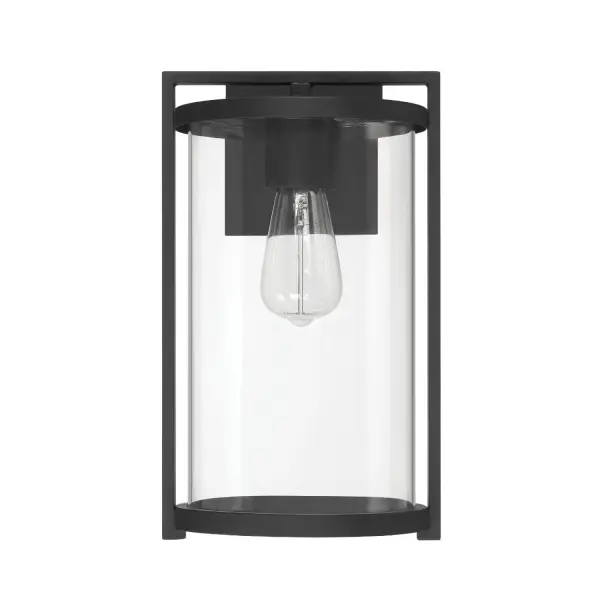 Amplify your outdoor spaces with the Astwood Outdoor WeatherMax® 1 Light Medium Wall Light, a durable and stylish addition to any exterior. Featuring WeatherMax® technology, it's engineered to withstand the elements with ease. The transitional design blends modern elegance with timeless appeal, enhanced by sleek cylinder glass that casts a balanced glow. Built from premium aluminum, it ensures long-lasting performance. Pair it with the Astwood ceiling fan collection for a cohesive look. Compatible with up to 60W bulbs or equivalent LEDs (not included), it's the perfect fusion of form, function, and enduring style. WeatherMax® Rated for outdoor or indoor use. Down Mount Only TRANSITIONAL: Light, relaxed, elegant. Sleek cylinder glass for a modern transitional look WEATHERMAX® RATED: Specifically designed for outdoor use, ensuring durability in various weather conditions. BUILT TO LAST: Constructed with corrosion-resistant aluminum and stainless steel hardware for enhanced strength, durability, and performance in harsh outdoor environments. BULB RECOMMENDATION: Maximum 60W per light bulb or equivalent LED bulb. Bulbs not included. COORDINATING COLLECTION: Works with Astwood ceiling fan collection. TRANSITIONAL: The transitional style celebrates natural light and a relaxed feel with smooth, blending details that create warm yet modern spaces with the best of both worlds; elegant, minimal and adaptable. CYLINDER GLASS: The streamlined cylinder-shaped glass offers a contemporary touch, delivering clean lines and an even light distribution that elevates your exterior space. ALUMINUM CONSTRUCTION: Crafted from high-quality aluminum, this fixture is built to withstand the elements while maintaining its stylish finish—perfect for reliable, long-term outdoor use. DIMENSIONS: Measures 14.25" tall by 8.5" wide, extending 9" from the wall—perfectly scaled for porches, patios, or entryways. WARRANTY: One-year limited warranty backed by the trusted experts at Hunter.