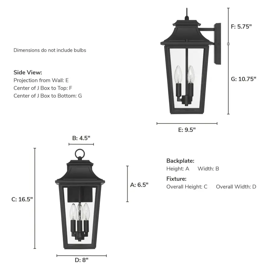 Spring Cove Three Light Outdoor Wall Mount in Matte Black - Image 7