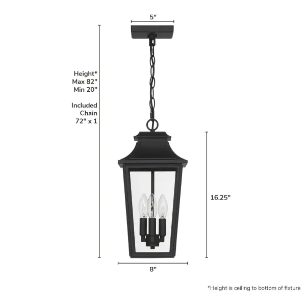 Spring Cove Three Light Outdoor Pendant in Matte Black - Image 8