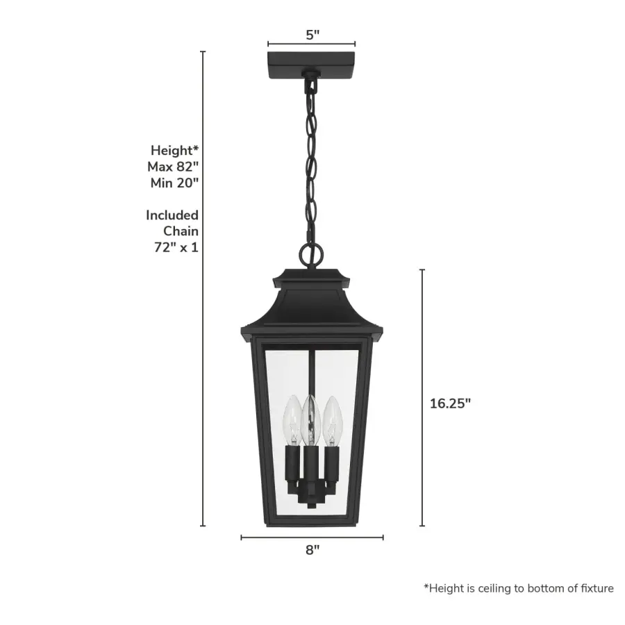 Spring Cove Three Light Outdoor Pendant in Matte Black - Image 8