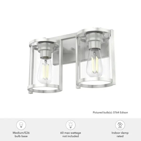 Astwood Two Light Bathroom Vanity in Brushed Nickel - Image 5