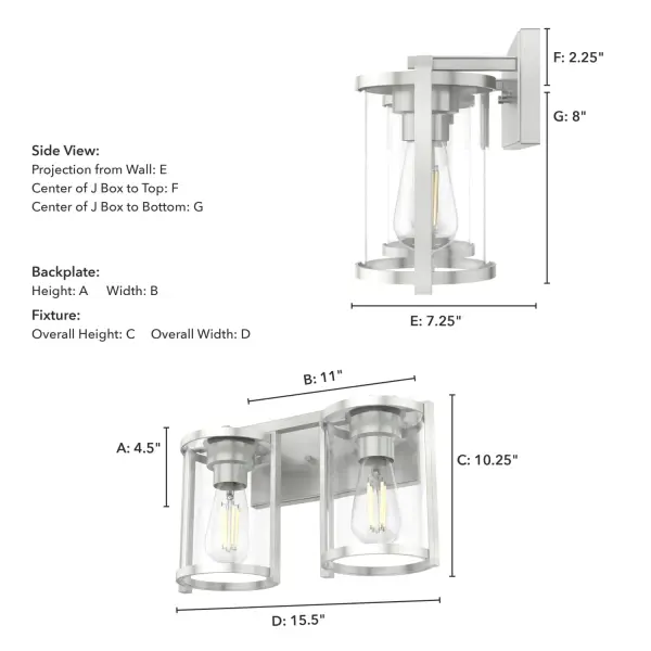 Astwood Two Light Bathroom Vanity in Brushed Nickel - Image 7