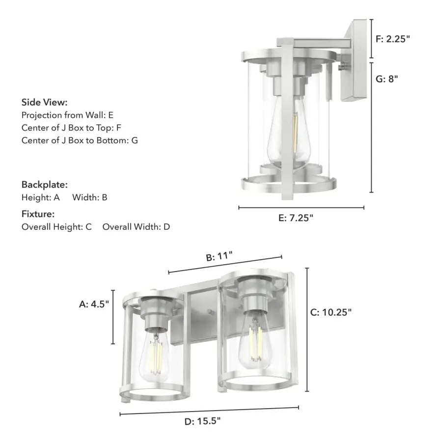 Astwood Two Light Bathroom Vanity in Brushed Nickel - Image 7
