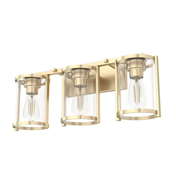 Bring art deco lighting to your space. With its clean lines and modern touches, Astwood's decorative vanity light pulls spaces together no matter what room you choose them for. This fixture's damp rating and powerful illumination make it a staple in your home. A part of a collection, this vanity light also pairs perfectly with other Astwood lighting fixtures and fans. Rated for indoor spaces exposed to humidity Requires 3 E26 bulbs. Bulbs not included. Down Mount Only INDOOR-DAMP RATED: For use in indoor spaces exposed to humidity like bathrooms and laundry rooms. BULB RECOMMENDATION: Maximum 60 W per light bulb or equivalent LED bulb. Bulbs not included. PICTURED HERE: Match our image using ST64 Edison light bulbs. COORDINATING COLLECTION: Works with Astwood ceiling fan collection WARRANTY: One-year limited warranty backed by the trusted experts at Hunter.