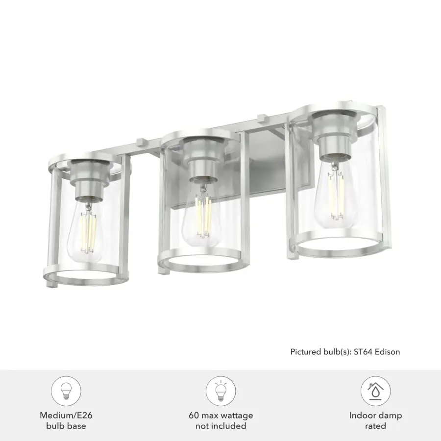 Astwood 3-Light Bathroom Vanity in Brushed Nickel - Image 9